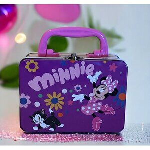 Disney Minnie Mouse Tin Metal Snacks Keepsake Box Tote 5.5"x4x2.75" Pink…